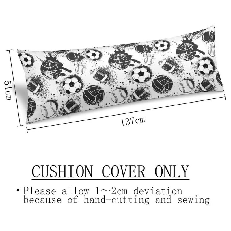 AELMARNEE Sport Theme Body Pillow Cover Sports White and Black Baseball Softball Rugby American Football Long Pillow Case with Zipper Decorative Bedding Pillowcase Soft Cushion Pillow Case for Bedroom 20"x54" - Image 3